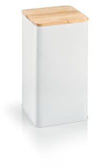 Tescoma 900840 Barattolo in latta per alimenti, contenitore metallo con coperchio in bamboo, 10 x 10 x 18,5 cm