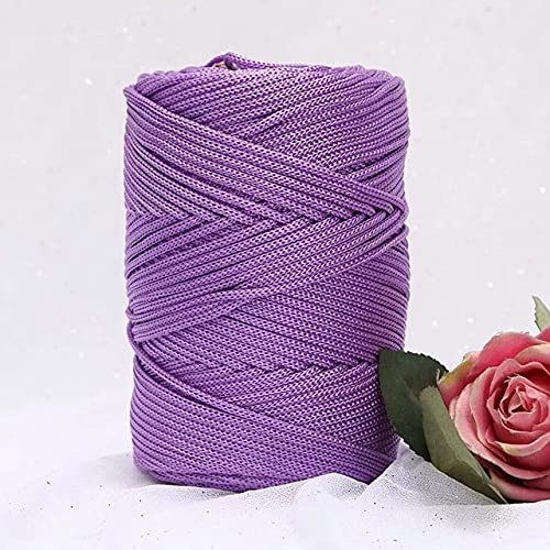 YUWEN 200 m/Rouleau 3mm Creux tricoté au Crochet Fils pour Bricolage Sac à Main Sac à Main Panier Gros Trapillo Nylon Cordon Polyester Fil Corde Ronde
