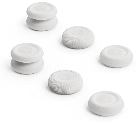 Skull & Co. Skin, CQC and FPS Thumb Grip Set Joystick Cap Analog Stick Cap for Nintendo Switch Pro Controller & PS5 / PS4 / Slim/Pro Controller - White, 3Pairs(6pcs)
