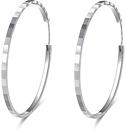 Cangall 925 Sterling Silber Creolen - Groß, 50mm Durchmesser Huggies Ohrringe für Damen - Hypoallergen Rund Kreis Endless Design