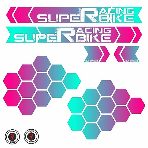 BIKE-label, set di adesivi per telaio di bicicletta, 28 pezzi XL, adesivi super racing per scooter, bicicletta rosa X400059VA