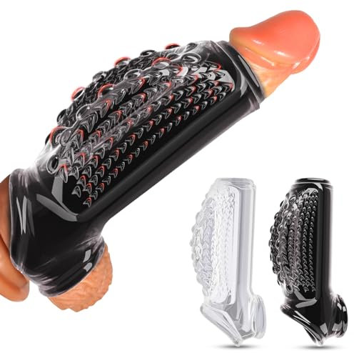 BDSMAGE Penishülle 2 IN 1 Set Penis Sleeve für Penisvergrößerung Vorhaut Rückhaltung Penismanschetten erotisches Sexspielzeug für Paare extrem Sex Toyset für Paar Set (Titan)