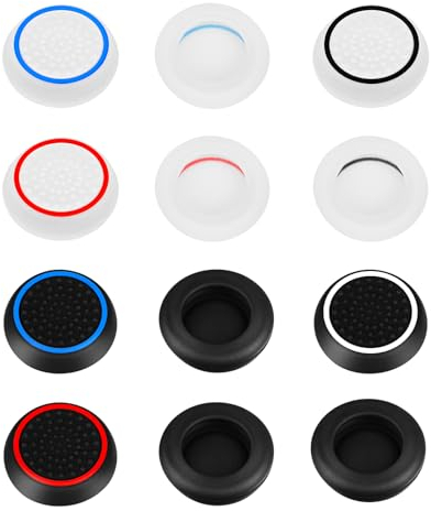 AXFEE 12PCS Thumb Grips Compatible with PS5&PS4 Controller, Silicone Non-slip Thumb Cap, Joystick Controller Protection, Thumbstick Caps Compatible for PS5/4/XBOX ONE/XBOX 360/XBOX SERIES X/SWITCH PRO