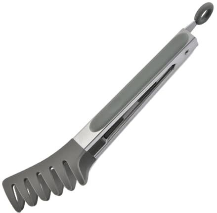 Pinzas para espaguetis - Pinzas para espaguetis de acero inoxidable | Pinzas con punta de silicona para servir alimentos, sacapastas | Pinzas de espagueti fáciles de usar de 10 pulgadas para
