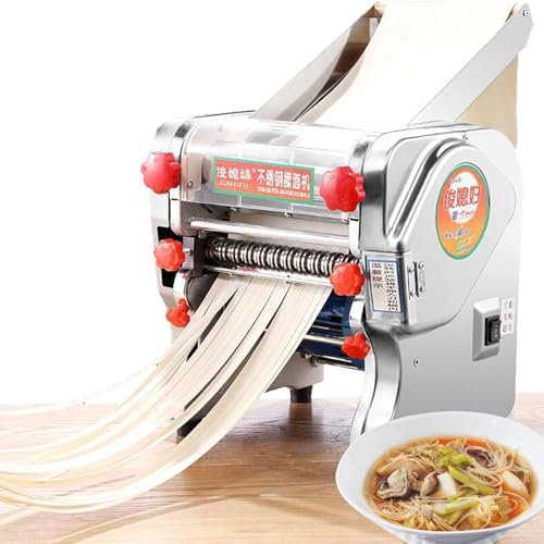 Máquina de Pasta Eléctrica(Varias opciones de tamaño) Laminadora de Masa Acero Inoxidable con Cortador Espaguetis,para Ravioli, Uso Doméstico,RollerWidth24cm-KnifeWidth3/9mm