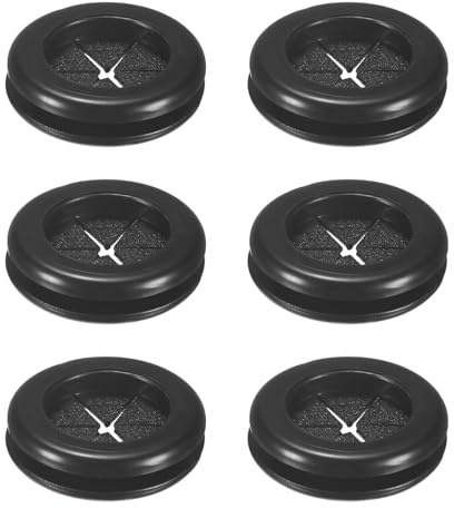 M METERXITY 6-Pack Rubber Grommets for Wiring 22mm Desk Grommet Double-Sided Flexible Cable Cord Grommet Desk Hole Cover for Cables/Wires Through Protection [Black, Petal-Shaped]