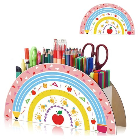 Stiftehalter Kinder Regenbogen,Schreibtischorganizer aus Holz,Schreibtisch Büro Organizer,Schreibtisch Organizer Regenbogen,für Kinder Home Büromaterial Klassenzimmer Organisation Lagerung Briefpapier