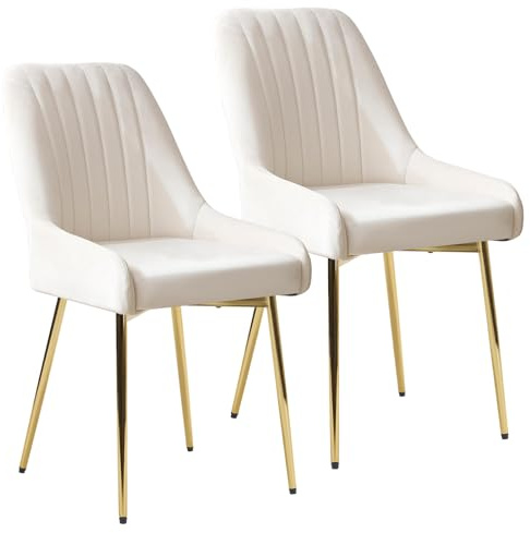 Sepnine Esszimmerstühle 2er Set, Essstuhl, Polsterstuhl mit goldenen Metallbeinen, Samt Küchenstuhl, komfortabler Esszimmermöbel, ergonomische Dining Chairs