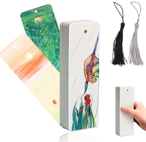 Guyode 50 Piezas Papel Acuarela Blanco y 50 Borla Marcapaginas Personalizado Se Puede Colgar 5x15 Cm Puntos de Libro para Pintura Acuarela DIY Dibujo Fabricación Marcapáginas