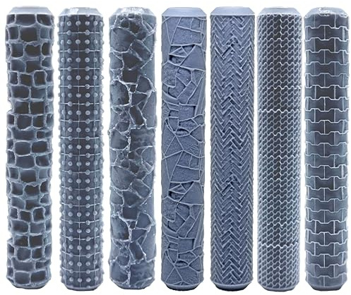 7 rulli per texture su pavimenti e suoli, professionale per argilla polimerica, design dettagliato per modellistica e ceramica fai da te, REDPALACE Crafts, strumenti creativi per sfondi e rilievi
