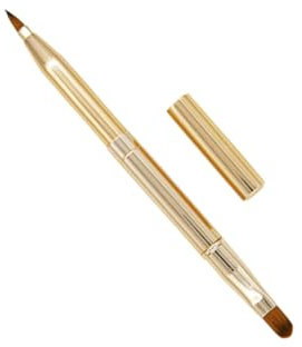 Mikikit Pinceau à Lèvres Rétractable Double Embout Doré Applicateur Maquillage Cosmétique Portable pour Lèvres Correcteur Précis et Compact pour Usage Quotidien