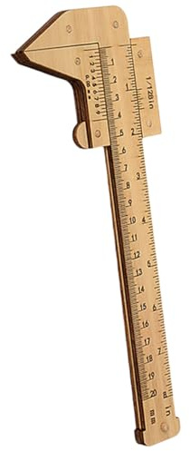 Healvian Calibro a Corsoio in Legno per Righello Portatile Doppia Scala in Centimetri e Pollici Strumento Robusto per Studenti e Uso Scolastico