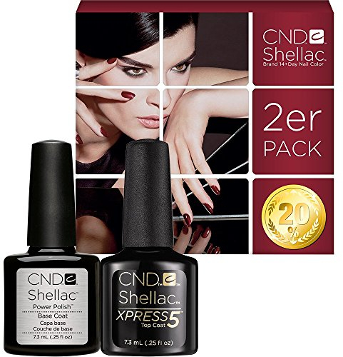 CND Shellac Xpress5 Top Coat 7,3 ml + CND Shellac Base Coat 7,3 ml - 20% Sparpack UV/LED Nagellack