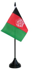 Flaggenfritze Tischflagge Afghanistan 10 x 15 cm, afghanische Flagge, reißfestes Polyester, farbintensiver Siebdruck, kleine Fahne mit Kunststoff-Sockel