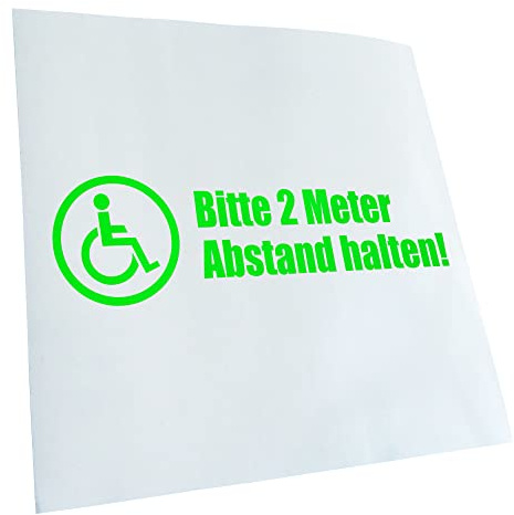 Kiwistar - Autoaufkleber - Rollstuhl - 2m Abstand halten Heckscheibe Auto Aufkleber wetterfest für Kfz LKW Mofa Truck - Sticker außen selbstklebend Tuning Zubehör für Fenster Fahrzeug Scheibe