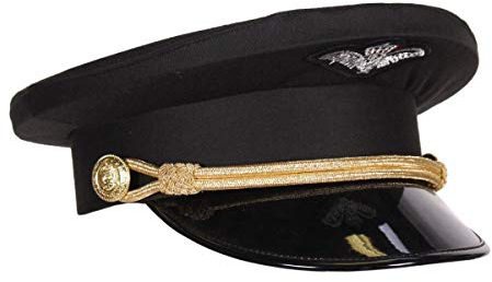 Thetru Piloten-Mütze in schwarz/Gold | Größe 61 | Pilotenmütze Deluxe für Erwachsene (61)