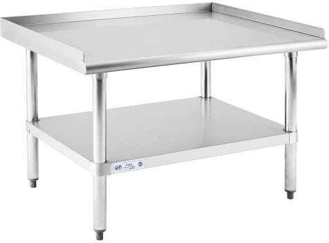 Hally Stainless Steel Equipment Stand 28x36 Inches with Undershelf, NSF Commercial Prep & Work Table with Rear and Side Risers, Heavy Duty Grill for Kitchen, Bar, Restaurant, Home and Hotel