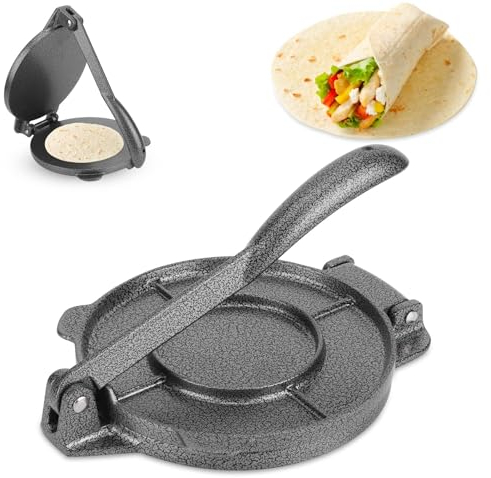Prensa para tortillas, máquina para hacer tortillas y roti de aleación de aluminio de 6,5 pulgadas, máquina para hacer tortillas y quesadillas con mango plegable para tortillas de masa