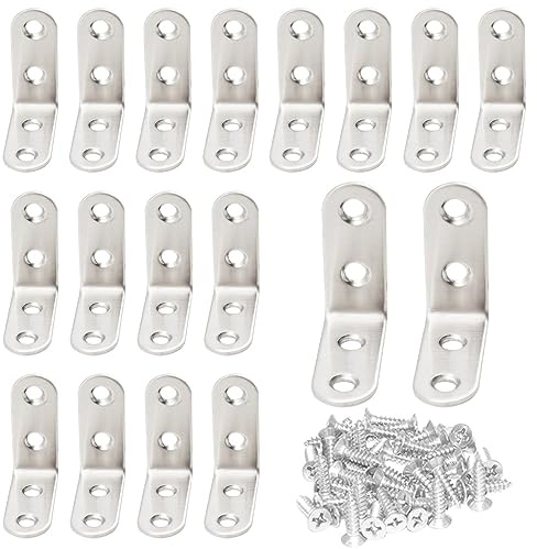 CEEYSEE 20 Pezzi Staffe Angolari 90 Gradi 40 x 40 mm in Acciaio Inossidabile Staffa Angolare in Acciaio Inox con Viti Per Il Fissaggio Di Mobili In Legno, Tavoli, Sedie, Finestre (40mm)