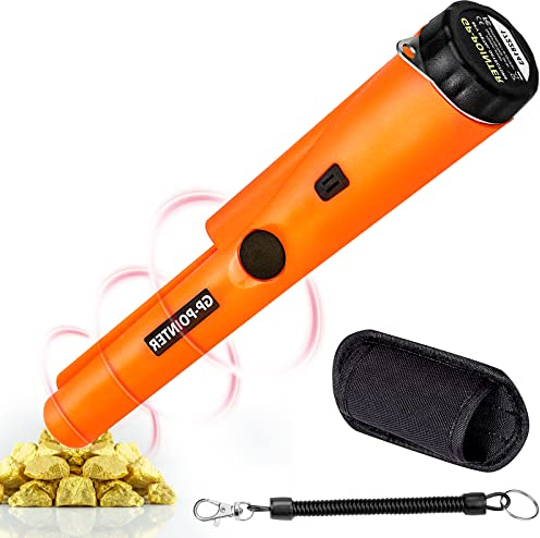 Tragbar Metallsuchgerät IP66 Wasserdichter Metallpointer Profi Metalldetektor Pinpointer mit eingebautem LED Indicator/Alarm Licht/ 360° Scan/Holster für Goldmünze Hunt, Relikte, Schmuck