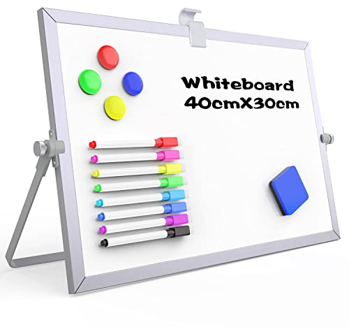 OWill Whiteboard Magnetisch,30 x 40 cm magnettafel kinder,whiteboard klein mit ständer,schreibtafel abwischbar A3 mini whiteboard,tragbare doppelseitige white board,für Schule & Haus und Büro