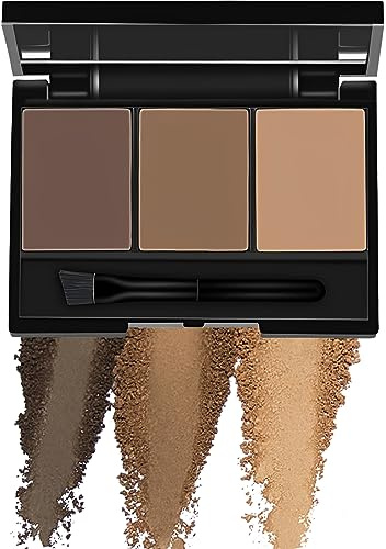 Eyebrow Powder Shaping Kit With Brow Definer, Dark Brown Light Brown Palette Set, Brush and Mirror