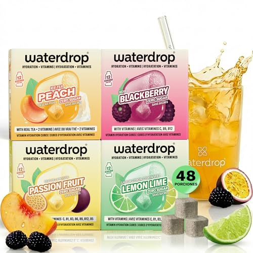 waterdrop® Frutta Tropicale-48- Aromatizza Acqua Naturale con Vitamine | Insaporitore acqua senza zucchero per acqua naturale aromatizzata con vitamina B e gusto frutta