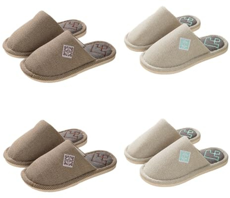 Teceyfeet Gästehausschuhe Set Waschbar,4 Paar Unisex Hausschuhe Set Winter Warm Gästepantoffel Filzpantoffeln Rutschfest Pantoffeln Slippers Ideal für Gäste, Familie, Hotel, Reisen