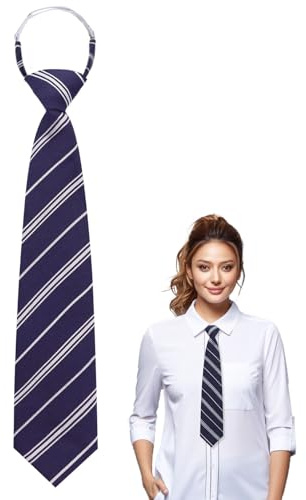 Luckyvestir Ties for Women, Black Tie for Women, Striped Womens Ties for Girls Boys School Graduation (A: Navy & White)