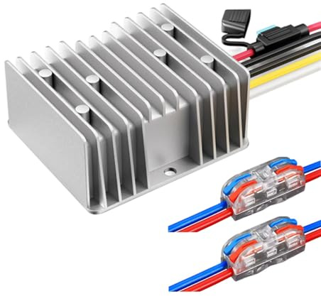 18V 24V 36V 48V to 12V Converter Golf Cart Voltage Reducer Regulator Waterproof with Fuse (17V-55V to 12V 10A 240W)