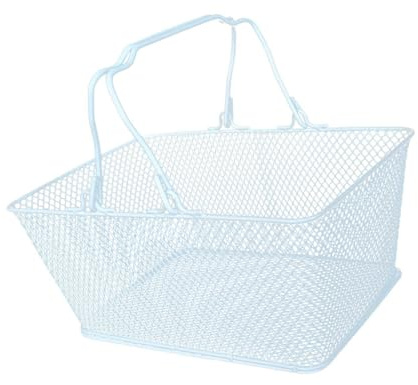 Harilla Panier de Courses pour Magasin de détail, Panier de Courses en métal avec poignées, Panier de Courses en Fil Portable pour, la Cuisine et, Blanc
