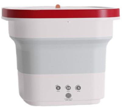 vreplrse Lavadora portátil con tres modos de y botones táctiles, incluye ropa interior ABS, minilavado, plegable y Flexible, rosa blanco