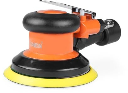 KAMSIN Lijadora orbital neumática aleatoria de 5 pulgadas, lijadora profesional de velocidad ajustable para carpintería, metal y carrocería de automóviles