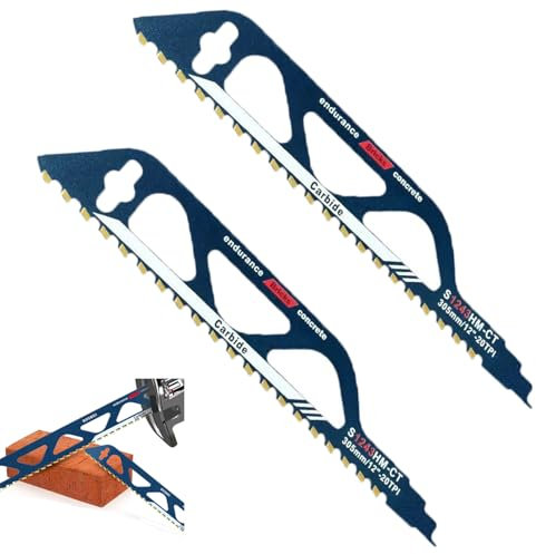 2 Stück Sägeblätter Säbelsäge Stein,Steinsägeblatt Für Säbelsäge,Porenbetonsäge Säbelsäge,Professionelle Hartmetall Stahl Sägeblatt Zum Schneiden Von Stein,Holz,Ziegelstein,Beton(S1243Hm, 305mm)