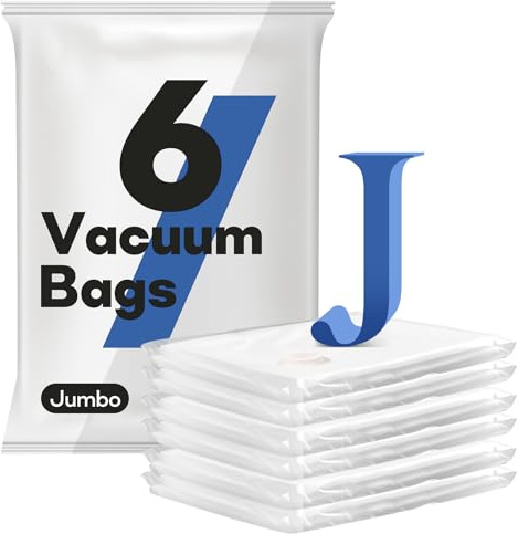 Vakuumbeutel für Kleidung und Bettdecken 6 Stück Jumbo(100 x 80cm),Vakuum-Aufbewahrungsbeutel für Bettwäsche,Umzug,Reisen,PlatzsParender Vakuumbeutel