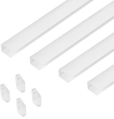 Estika Führungsschiene Set - 4 Stück - 120 cm - Weiß - Kunststoff - Für Verdunkelungsrollo, Sichtschutz Rollo, Thermorollo