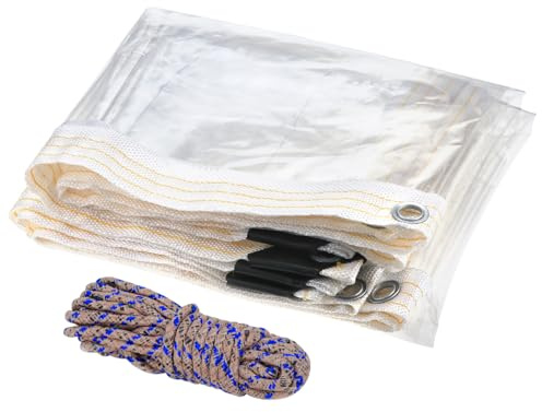 QWORK® Clear Heavy Duty Tarpaulin 1x2m, Waterproof & Windproof 365 g/m² PVC Vinyl Tarp with Reinforced Corners and Aluminium Eyelets