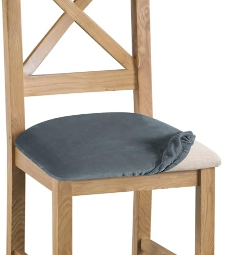 Gute 4er Set Stuhlbezug Sitzfläche,Samt Stretch Esszimmerstuhl Sitzbezüge, Abnehmbar Waschbar Schonbezug Hussen für Restaurant,Zuhause,Hotel,Bankett,Bürostühle(Grau)