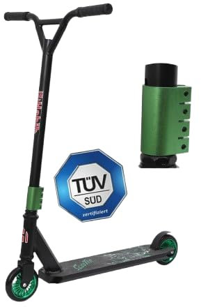 Habib Gruppe TÜV-geprüfter Stunt Scooter 360° Lenkung – Trick Roller für Kinder & Erwachsene | 110mm PU alukern Räder, Stuntscooter mit Ständer ABEC 9 Kugellagern | Robust, Leicht, 100kg Max.