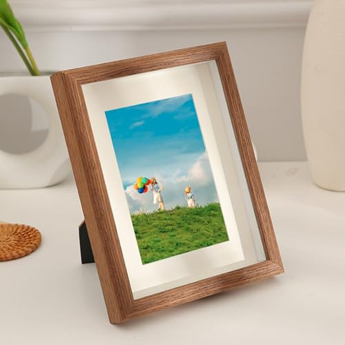Epinki Fotorahmen 25x30cm, Posterrahmen Horizontal & Vertikal, Rechteck Picture Frame aufstellen Benutzt Holz Holzbilderrahmen, Walnuss