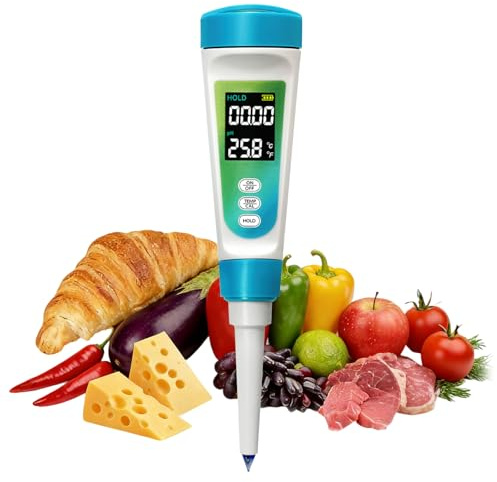 OBEST Food PH Meter Temperature Tester 2-in-1 for Semi-Solid and Liquid Food PH Meter, Digital pH Meter for Food, Intelligent Temp Acidity Tester, for Bread Brewing Fruit Cheese Meat Canning Water
