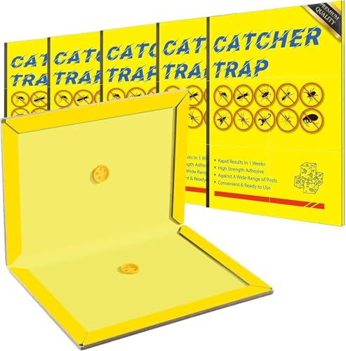Loocaa 10 Pack Sticky Traps Boards - Multi-Use Pests Sticky Trap Pads for Indoor Outdoor Garden Kitchen Office