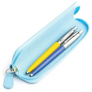 Parker Jotter Kugelschreiber-Set, Sonnengelb, blauer Denim, ausgefallenes Logo-geprägtes Federmäppchen, perfekt zum Verschenken, ideal für Schule, Büro oder den täglichen Gebrauch