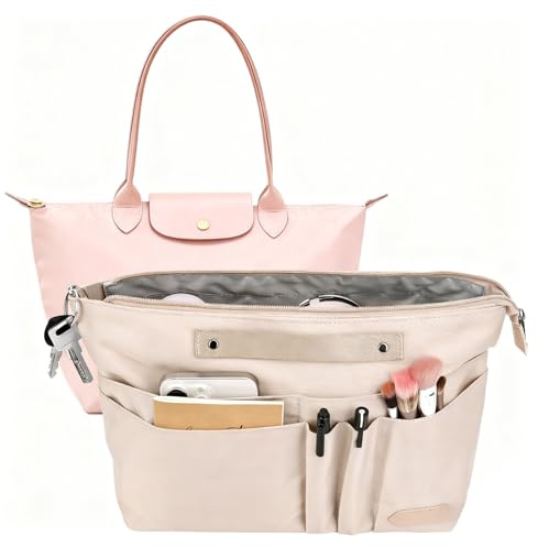 ZexJpr Taschenorganizer für longchamp, Beige Weiß Handtaschen Organizer, Damen Handtasche, Mode tragbar, geeignet für Gegenstände Aufbewahrung, Schule, Büro, Reisen, Stadt Weißkragen