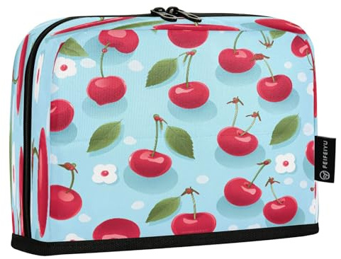 Mnsruu Estuche para lápices de pie con diseño de hoja de cerezo rojo, bolsa de gran capacidad para niños y niñas, estuche multicapa para lápices, organizador de papelería para la escuela, la oficina y