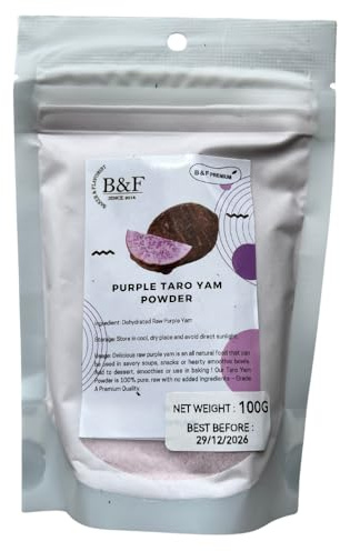 Purple Taro en Polvo 100g - Raíz de Tarō Natural - Colorante alimentario morado para Bubble Té, Pastelería, Bebidas, Helados y Postres, Pasteles