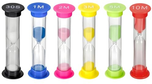 6 Stück Sanduhren, kleine Sanduhr 30sec, 1min, 2min, 3min, 5min, 10min