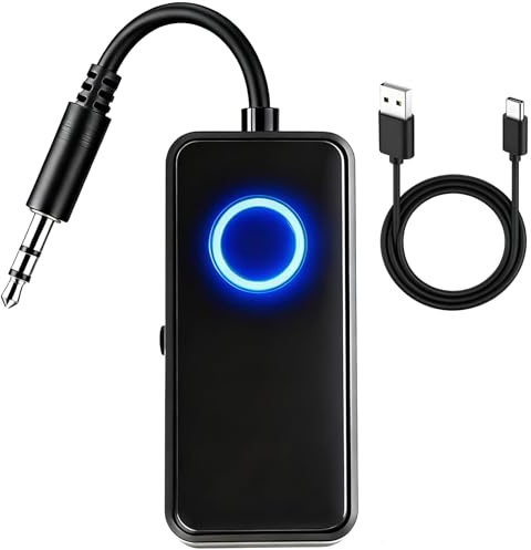 Bluetooth 5.4 Transmitter Receiver Upgraded 2 in 1 Wireless Aux Bluetooth 3.5mm Jack Audio Airplane Adapter Dual Pairing Low Latency for TV Airplane Earbuds Car Headphone Speaker Airline Travel