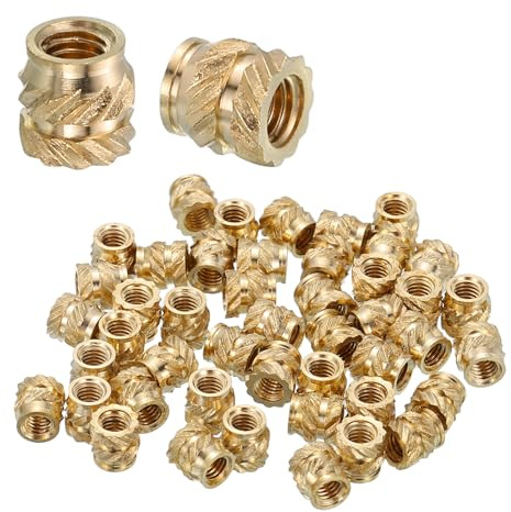 QUARKZMAN 28 Stück Gewindeeinsätze, M4 x 5mm L x 6mm Außendurchmesser Reine Messing Metrische Gerändelte Muttern Innengewinde Thermische Einsätze Einpressmuttern für 3D-Druck-Komponenten