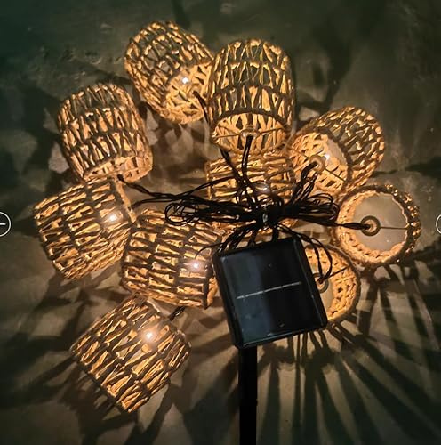 Led Solar Lichterkette Aussen, Solar Lampions Außen Wetterfest IP44 Wasserdicht Lichterkette Außen, Led Lichterkette Außen Deko, Papierseil Deko Lichterkette,für Garten,Balkon